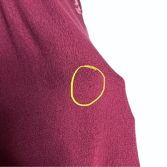 Alpha Amour Maroon Cold Shoulder Tassel Flare Sleeve Ruffle Hem Blouse - Picture 8 of 10